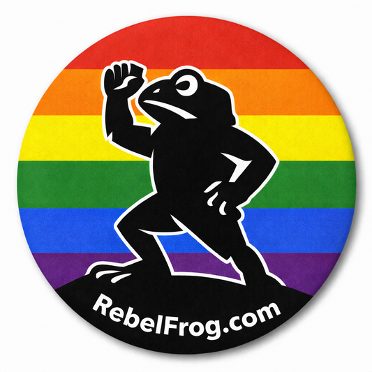 Rebel Frog “Stay Froggy Stay Free” Rainbow Pride Vinyl Sticker (3”)