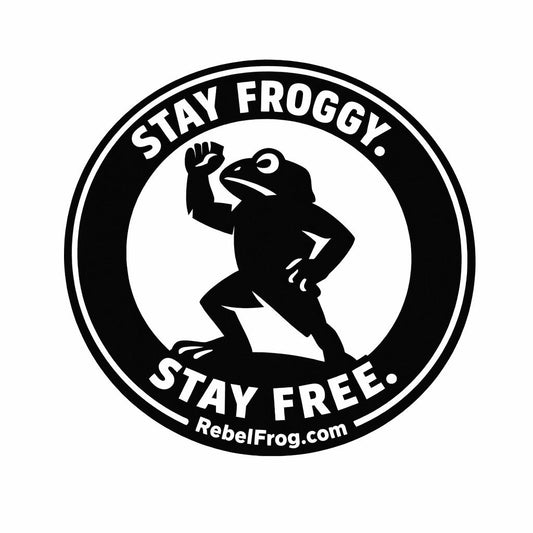 Rebel Frog “Stay Froggy. Stay Free.” Classic Vinyl Sticker (4”)